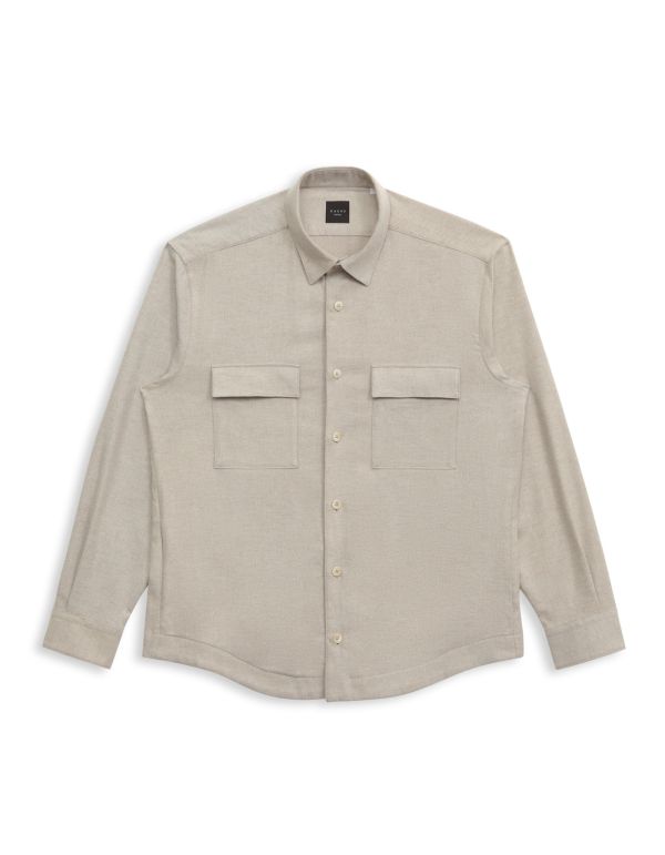 Camel Twill Solid colour Shirt Collar spread Overshirt