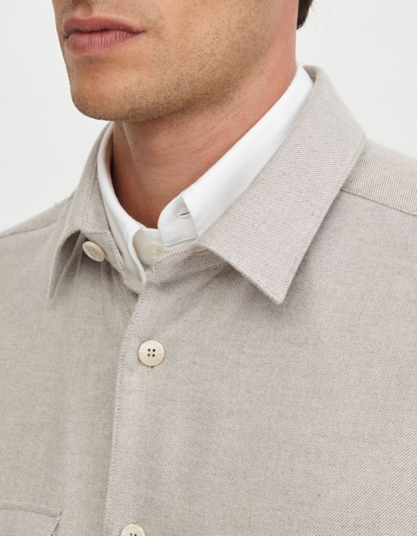 Camel Twill Solid colour Shirt Collar spread Overshirt hover