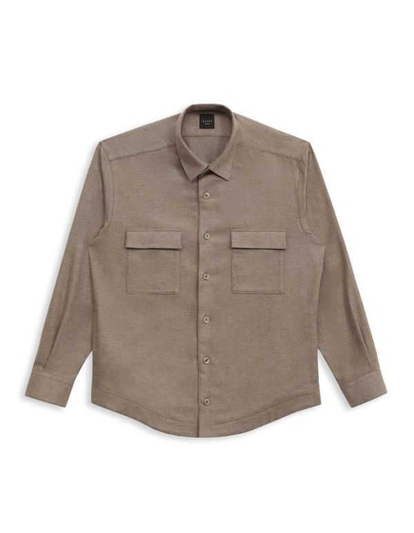 Dove Grey Twill Solid colour Shirt Collar spread Overshirt