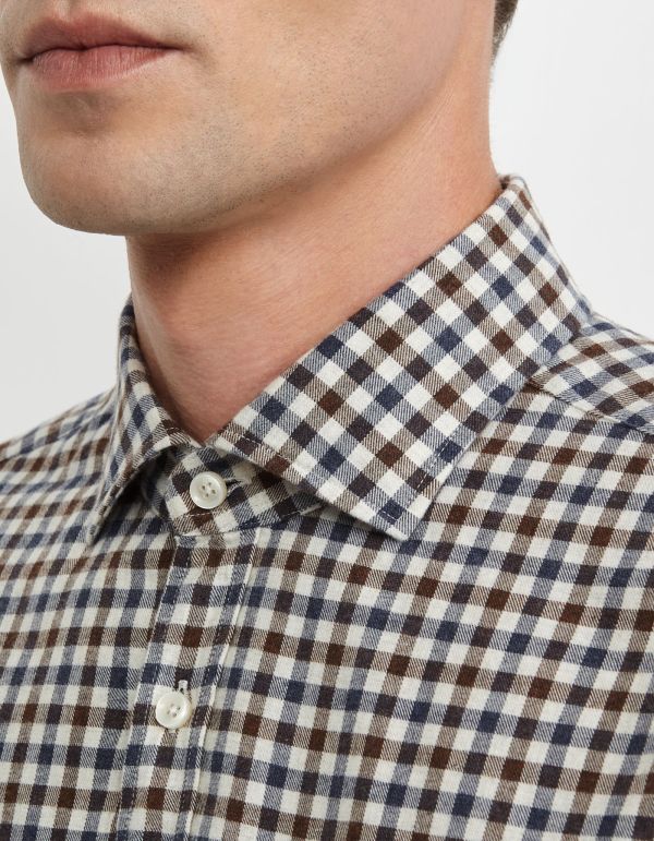 Camisa Cuello francés Cuadros Sarga Azul Tailor Custom Fit hover