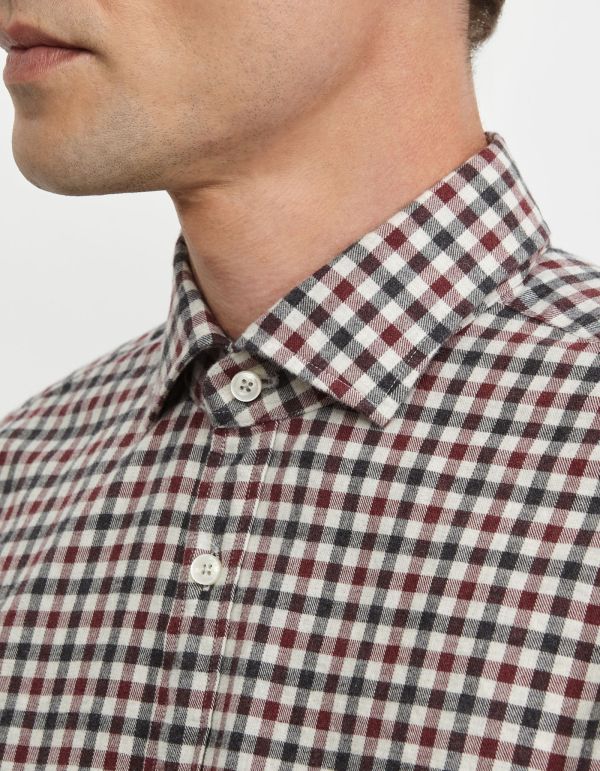 Claret Twill Check Shirt Collar cutaway Tailor Custom Fit hover