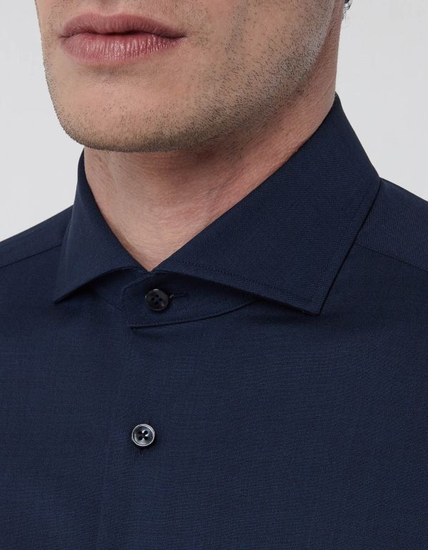 Camisa Cuello francés Liso Tela Azul marino Tailor Custom Fit hover