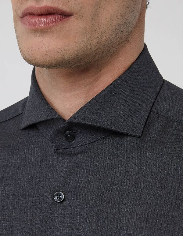 Camisa Cuello francés Liso Tela Gris oscuro Tailor Custom Fit hover