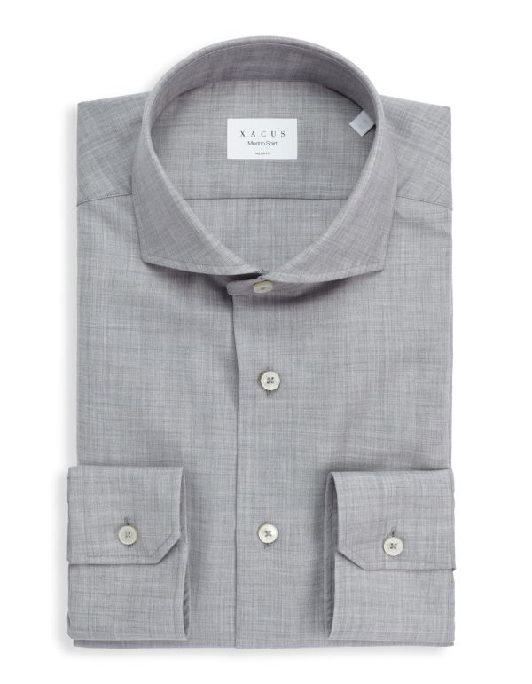 Camisa Cuello francés Liso Tela Gris jaspeado Tailor Custom Fit