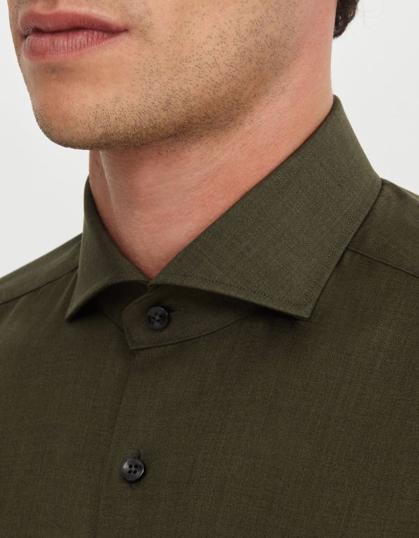 Camisa Cuello francés Liso Tela Verde Tailor Custom Fit hover