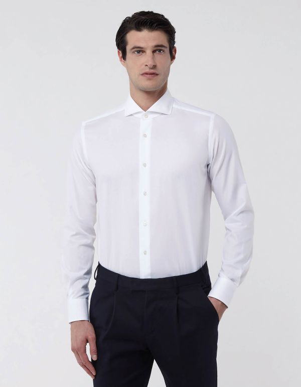 White Oxford Solid colour Shirt Collar cutaway