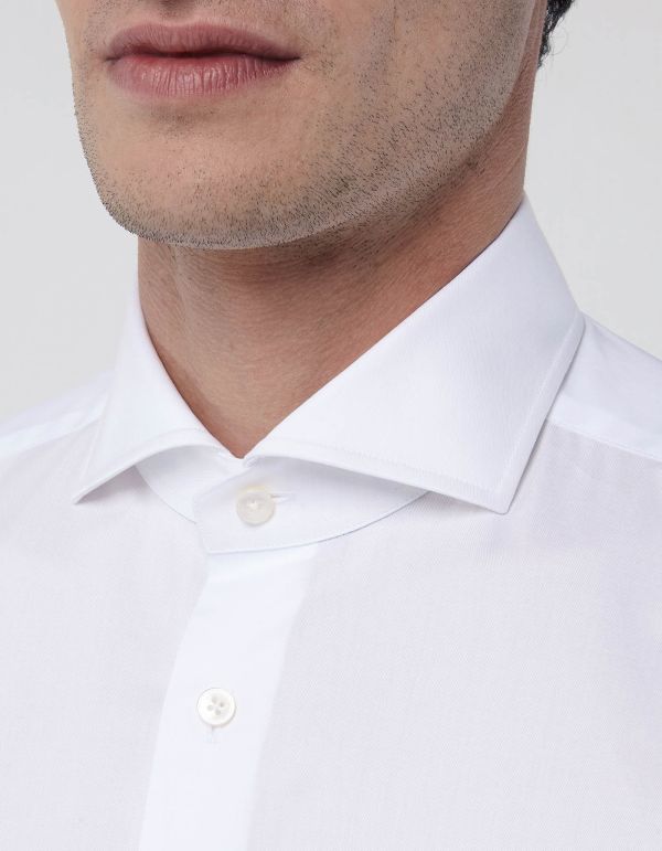 White Twill Solid colour Shirt Collar cutaway Tailor Custom Fit hover