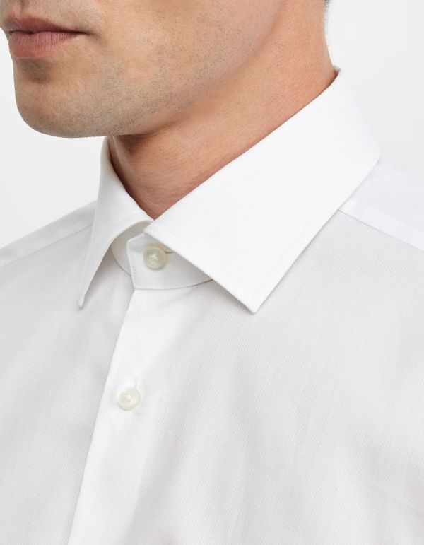 Camisa Cuello italiano Liso Texturizado Blanco Tailor Custom Fit hover