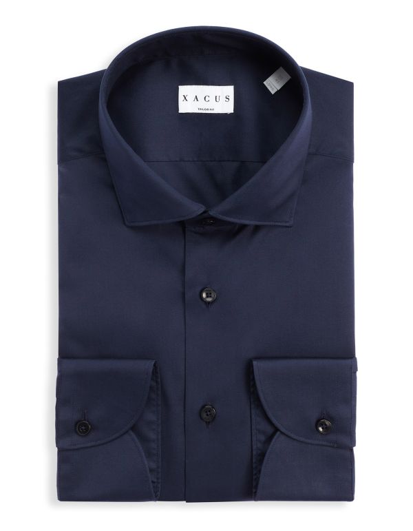 Navy Blue Poplin Solid colour Shirt Collar small cutaway Tailor Custom Fit