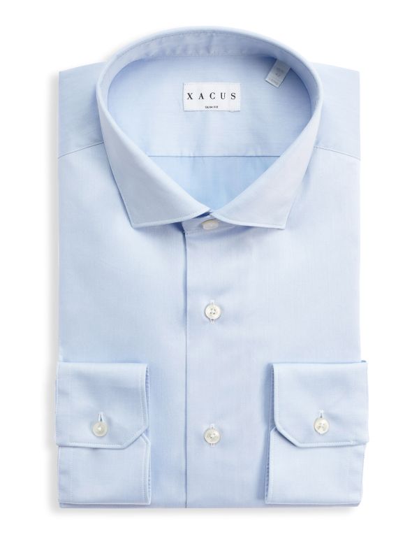 Sky Blue Twill Solid colour Shirt Collar small cutaway Slim Fit