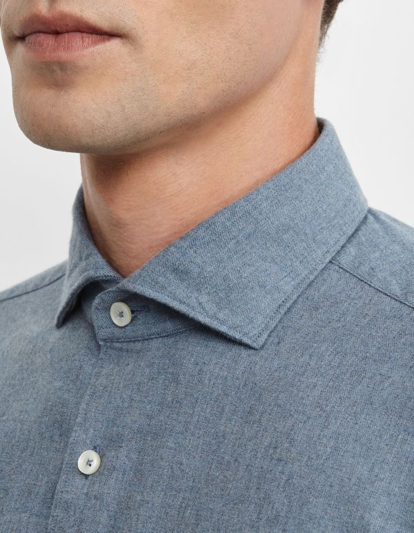 Airforce Blue Twill Solid colour Shirt Collar cutaway Tailor Custom Fit hover