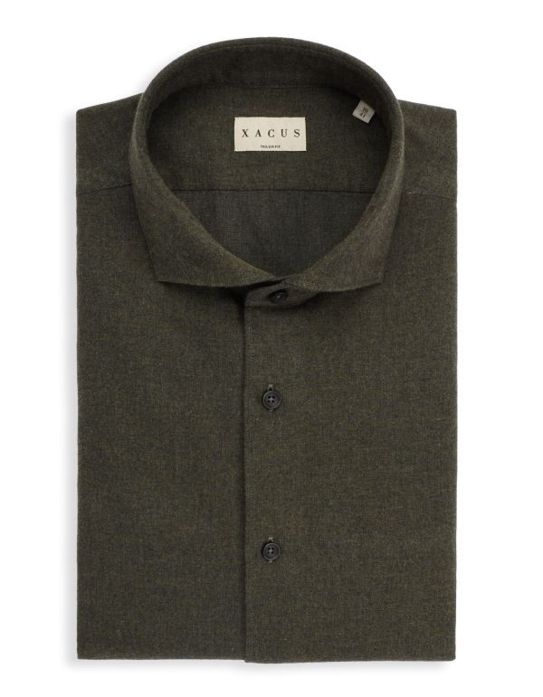 Dark Green Twill Solid colour Shirt Collar cutaway Tailor Custom Fit