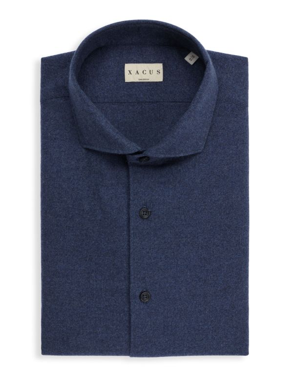 Dark Blue Twill Solid colour Shirt Collar cutaway Tailor Custom Fit