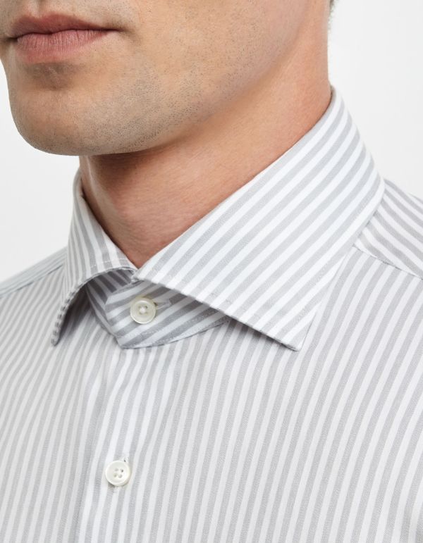 Camisa Cuello francés Rayas Sarga Gris claro Tailor Custom Fit hover