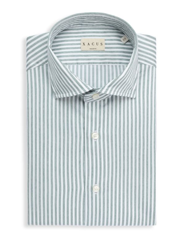 Sage Green Twill Stripe Shirt Collar cutaway Tailor Custom Fit