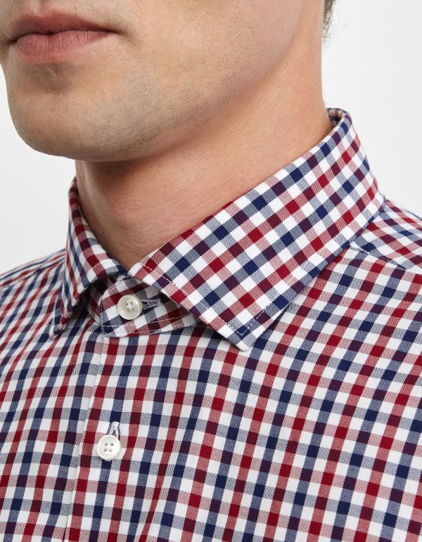 Blue Twill Check Shirt Collar small cutaway Tailor Custom Fit hover