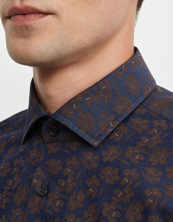 Burnt Umber Twill Pattern Shirt Collar small cutaway Tailor Custom Fit hover