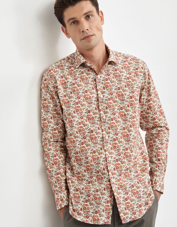 Camisa Cuello francés pequeño Estampado Popelina Multicolor