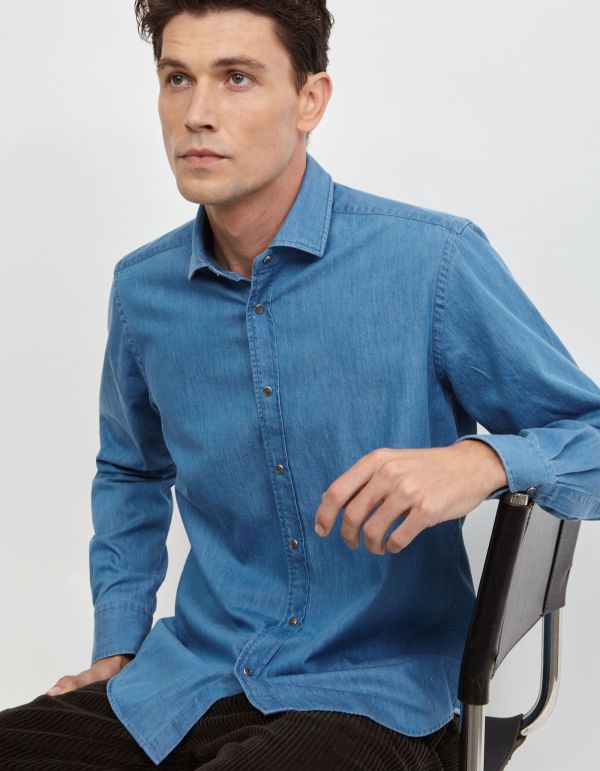 Blue jeans Indigo Solid colour Shirt Collar cutaway