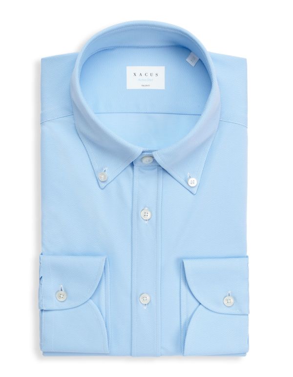 Hemd Muster Kragen Button-down Webstoff Himmelblau Tailor Custom Fit