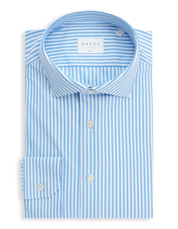 Sky Blue Twill Stripe Shirt Collar small cutaway Tailor Custom Fit