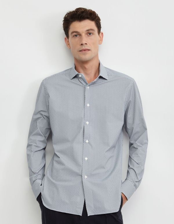 Camisa Cuello francés pequeño Estampado Texturizado Gris