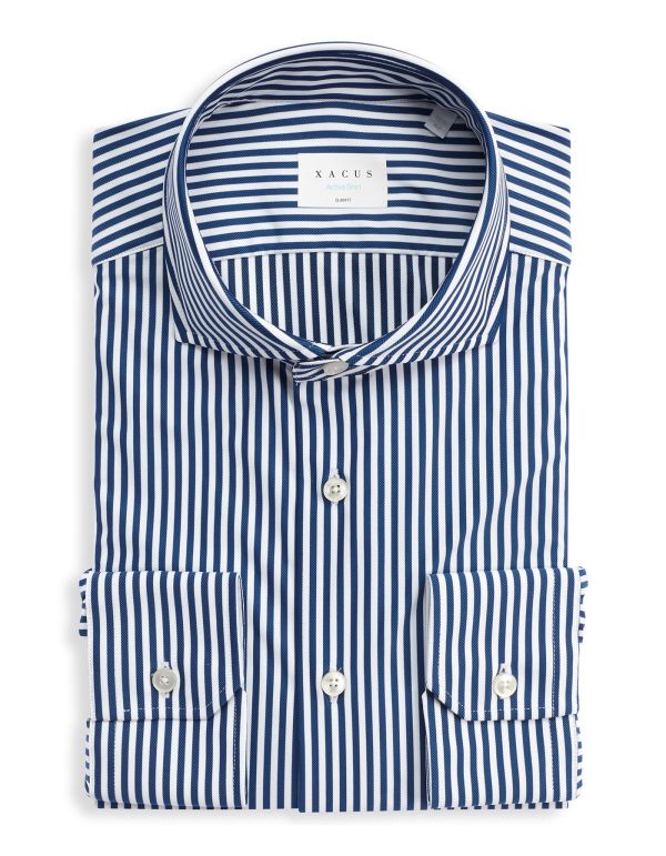 Camisa Cuello francés Rayas Sarga Azul Slim Fit