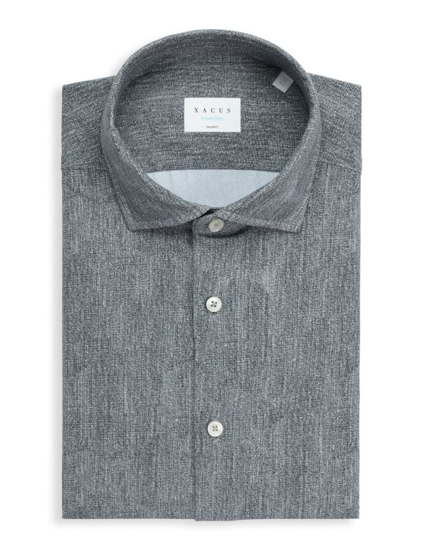 Chemise Col français petit Unie Twill Gris foncé Tailor Custom Fit