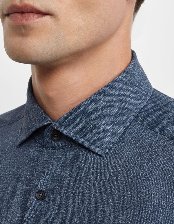 Chemise Col français petit Unie Twill Bleu foncé Tailor Custom Fit hover