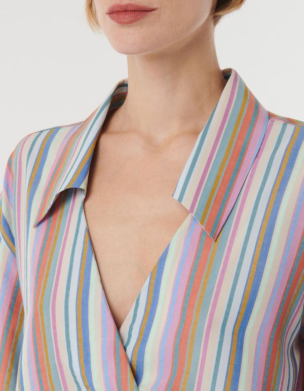 Blouse Multicolour Tencel Stripe Over hover