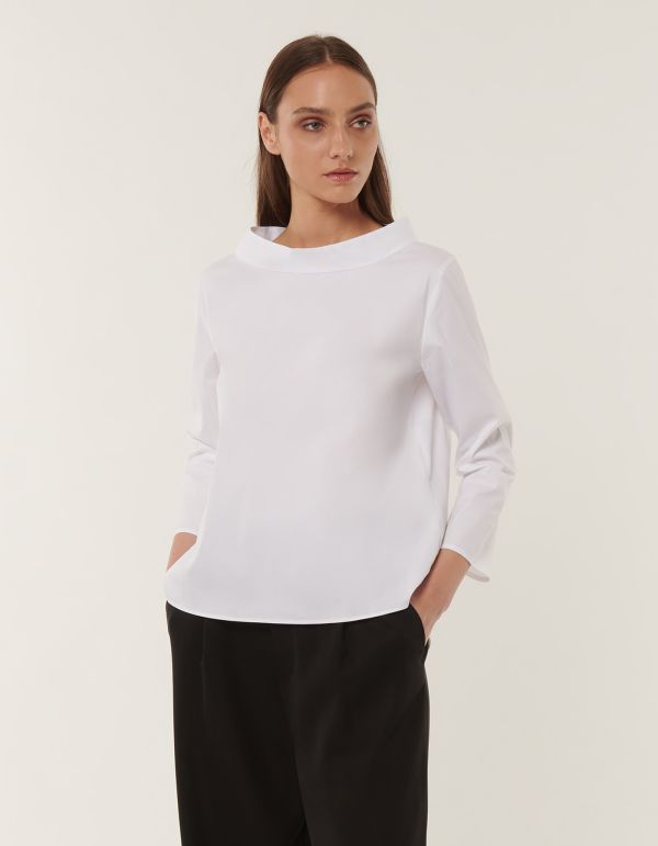 Blouse White Poplin One Size