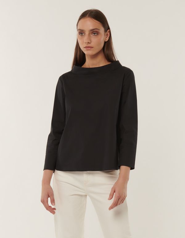 Blouse Black Poplin One Size