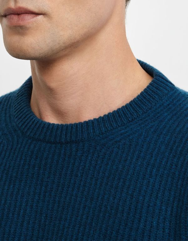 Pullover Oktanblau Lammwolle Garn Stärke 7 Regular Fit hover