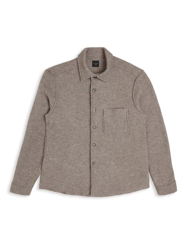 Camel Woven Solid colour Shirt Collar spread Overshirt