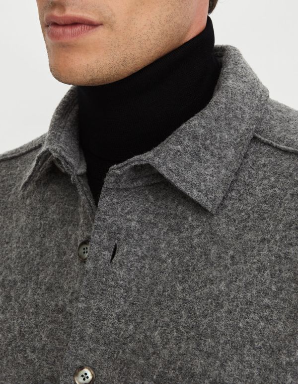 Grey Woven Solid colour Shirt Collar spread Overshirt hover