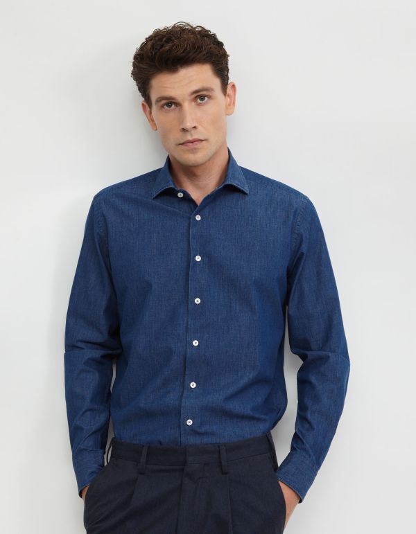 Blue jeans Indigo Solid colour Shirt Collar cutaway