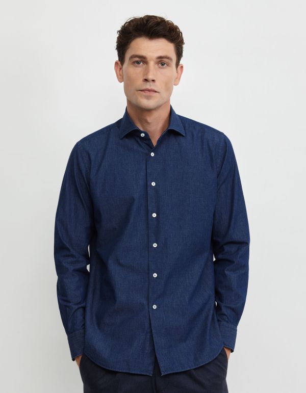 Blue jeans Indigo Solid colour Shirt Collar cutaway