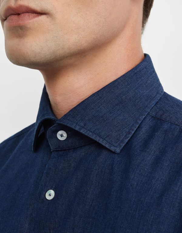 Blue jeans Indigo Solid colour Shirt Collar cutaway Tailor Custom Fit hover