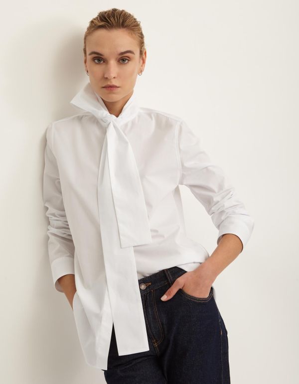 Shirt White Cotton Solid colour Slim Fit