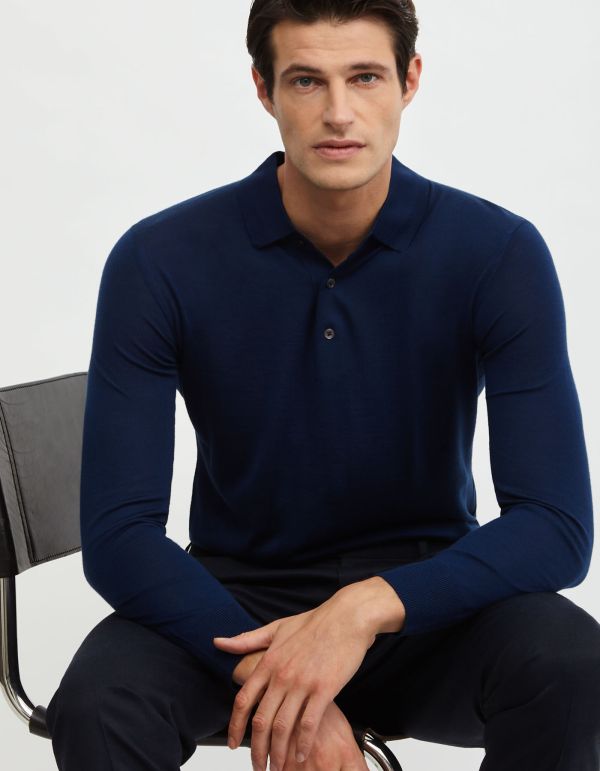 Maglia Blu Filato lana merino finezza 18