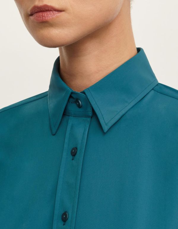 Shirt Teal Active Solid colour Slim Fit hover