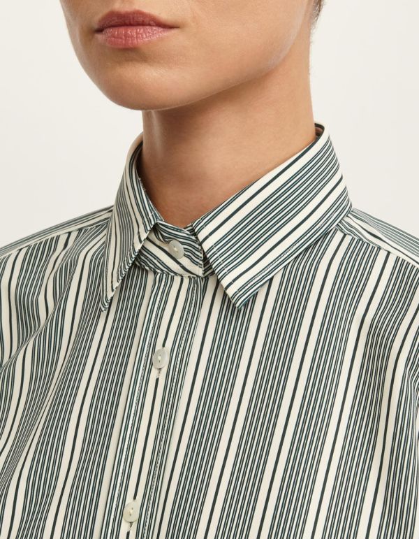 Shirt Bottle Green Active Stripe Slim Fit hover