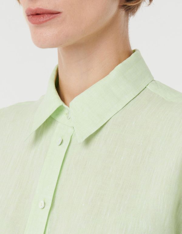 Shirt Green Apple Linen Solid colour Over hover