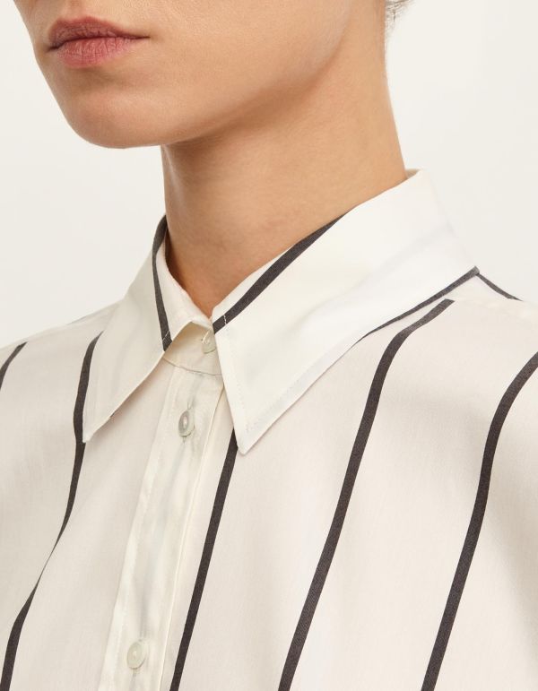 Shirt Black and white Mixed Viscose Stripe Over hover