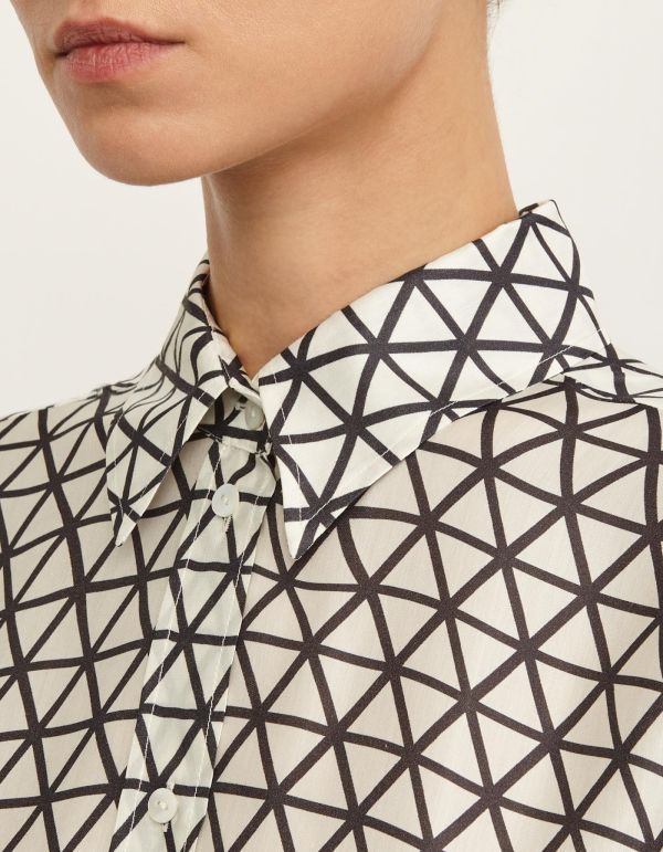 Shirt Black and white Mixed silk Pattern Over hover