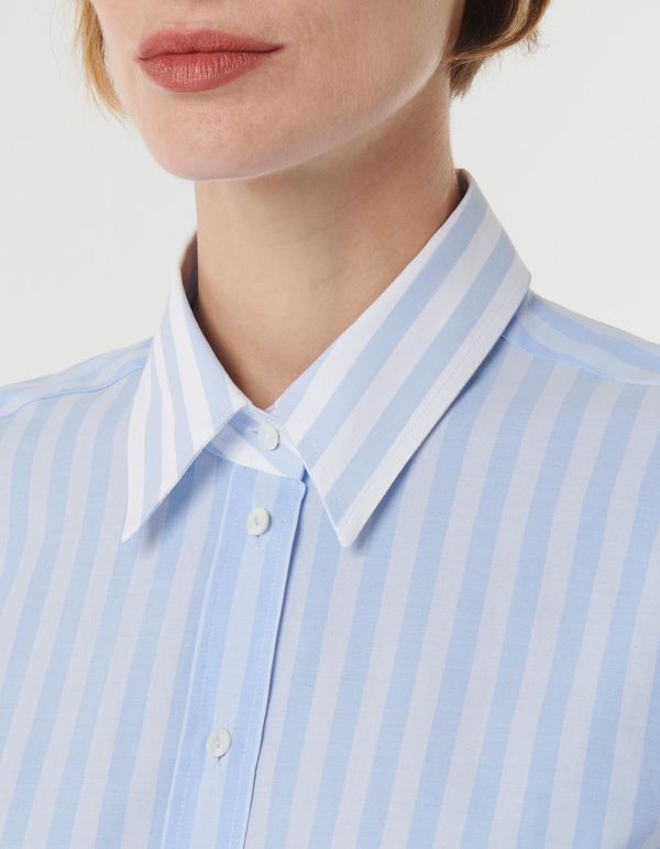 Shirt Light Blue Cotton Stripe Over hover