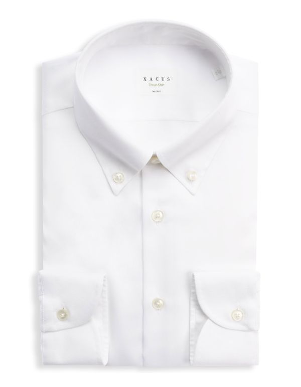 Hemd Uni Kragen Button-down Oxford Weiß Tailor Custom Fit