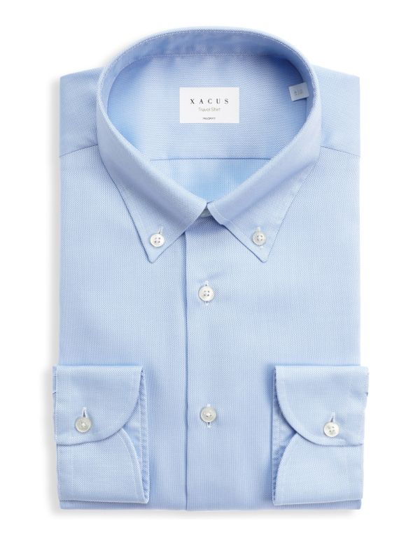 Hemd Uni Kragen Button-down Oxford Himmelblau Tailor Custom Fit