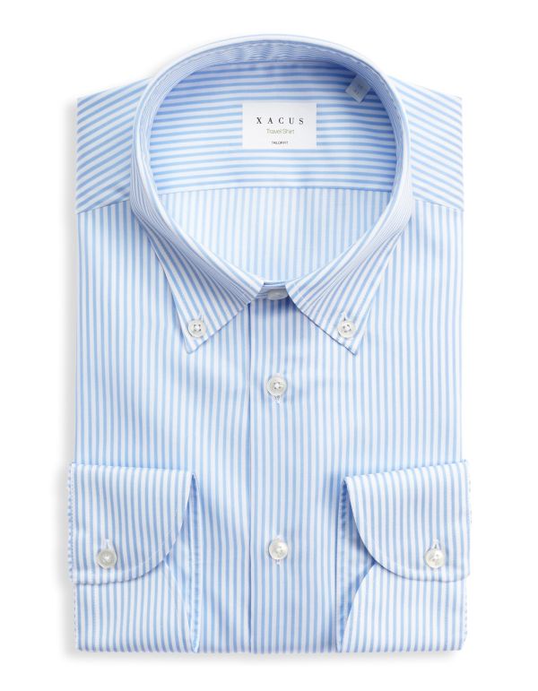 Hemd Streifen Kragen Button-down Twill Himmelblau Tailor Custom Fit