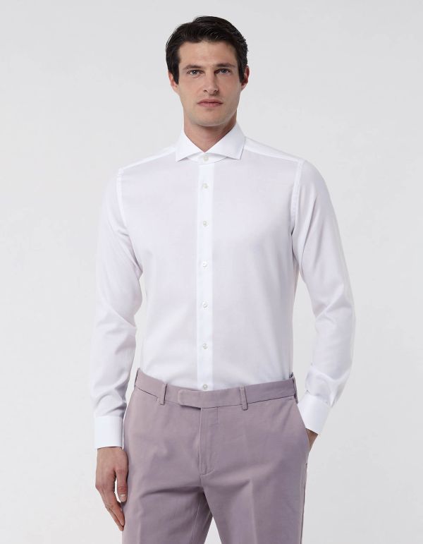 White Oxford Solid colour Shirt Collar cutaway